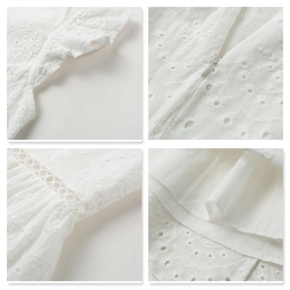 White Eyelet V-Neck Backless Summer Dress - Picture 7 of 8